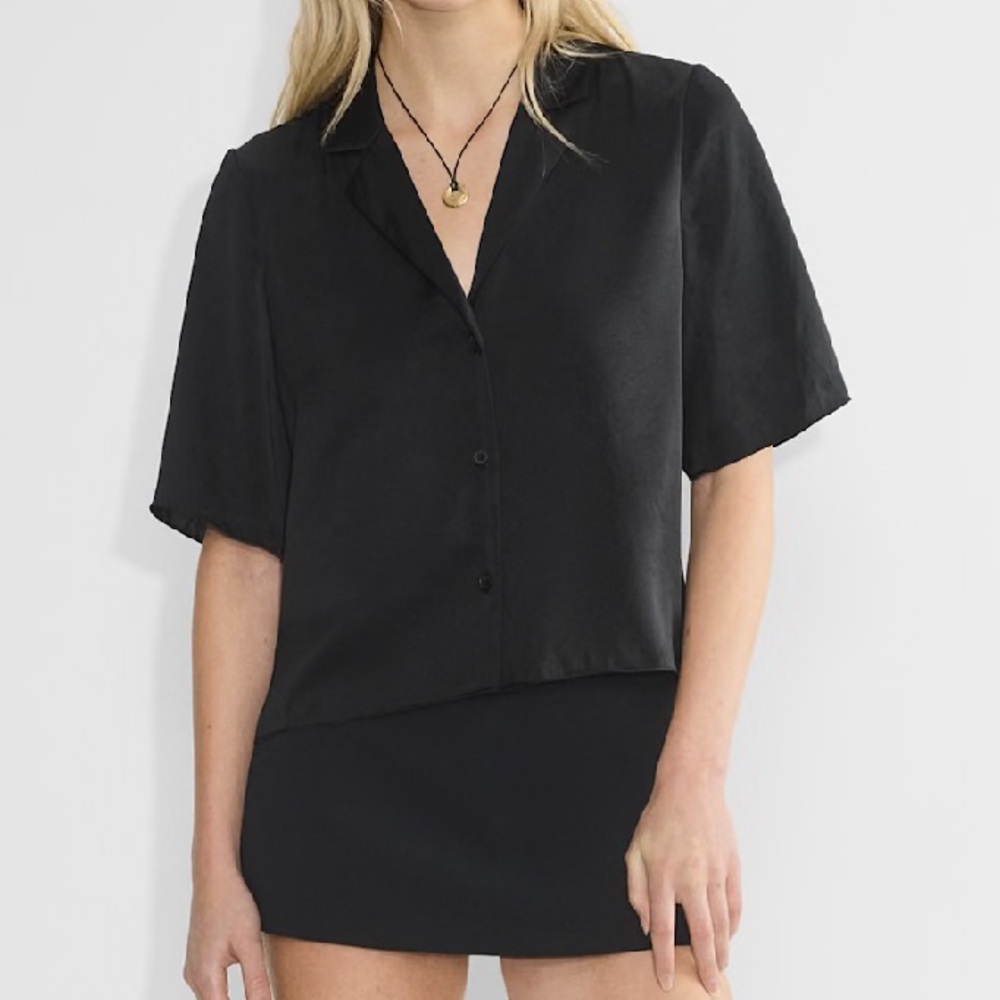 Aritzia Beso Satin Shirt - Black